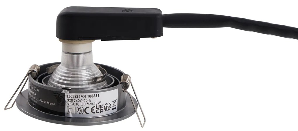 Moderne inbouwspot gunmetal GU10 50mm rond kantelbaar - Chuck
