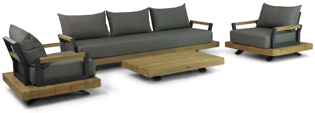 Stoel en Bank Loungeset 5 personen Teak Old teak greywash  Santika Furniture Santika