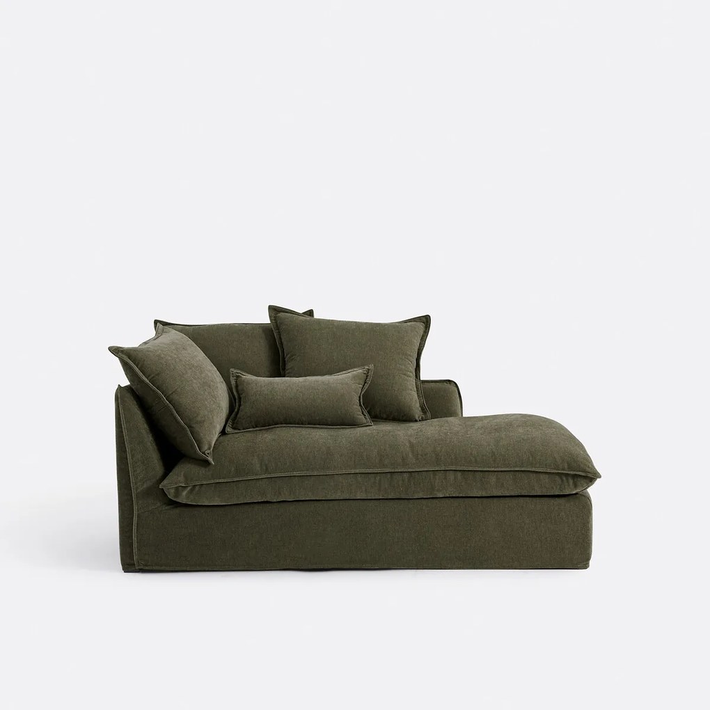 Longchair rechts, afneembare hoes, in gemêleerd polyester, ODNA