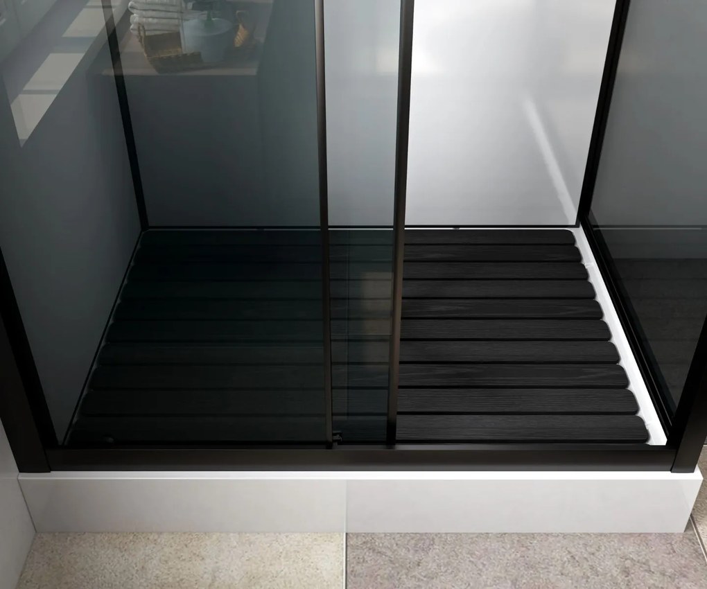 Sanigoods Bowie complete douchecabine rookglas met schuifdeur 120x90cm zwart mat