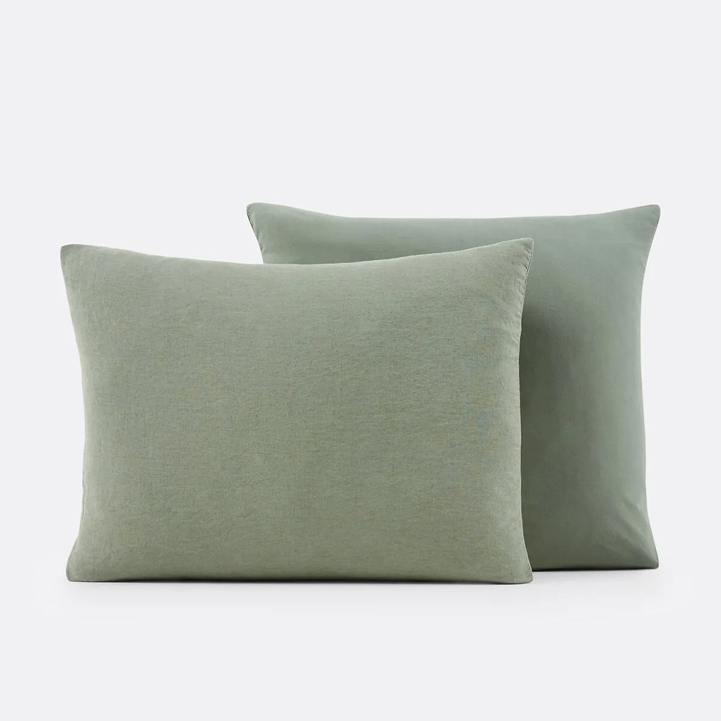 Dubbelzijdige kussensloop in gewassen linnen en gewassen katoen, Annaba