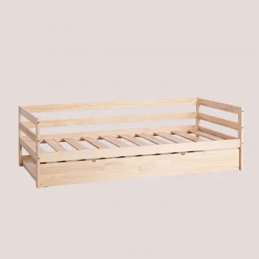 Boxspring Voor 90 Cm Matras Cooper Kids Natuurlijk Hout & Divanbed Met Onderschuifbed & 90 X 190 Cm - Sklum