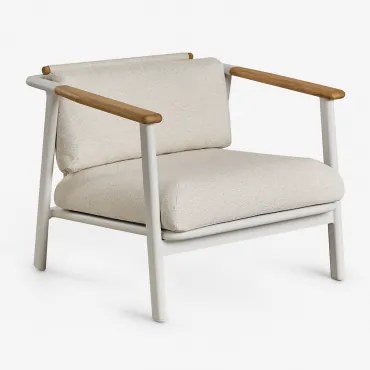 Yervin Tuinfauteuil In Aluminium En Bouclé Stof Bouclé Natuurlijke Kleuren - Sklum