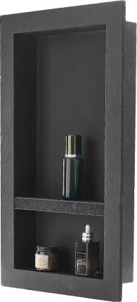 VEVOR Douchenis, 10,16 x 40,64 x 71,12 cm, Wandnis met Verplaatsbare Scheidingsplank, Zeep & Shampoo Opberger, Afgedicht Ontwerp, Zwart voor Badkamerdouche