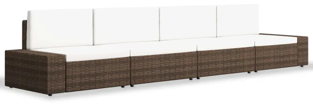 vidaXL 4-delige Loungeset poly rattan bruin
