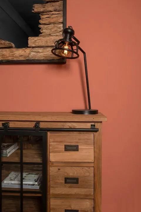 HSM Collection | Tafellamp Crown lengte 20 cm x breedte 20 cm x hoogte 48 cm gepoedercoat zwart tafellampen ijzer tafellampen | NADUVI outlet