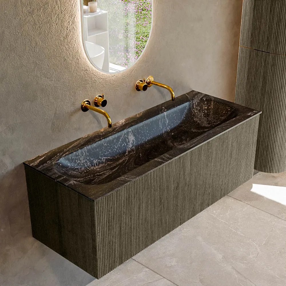 Mondiaz Kurve-dlux 120cm badmeubel shadow met 1 lade en wastafel big large midden zonder kraangat lava