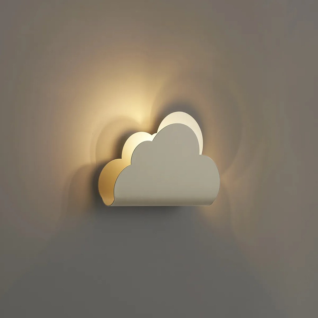 Kinder wandlamp beige wolk met zon - Cloudy