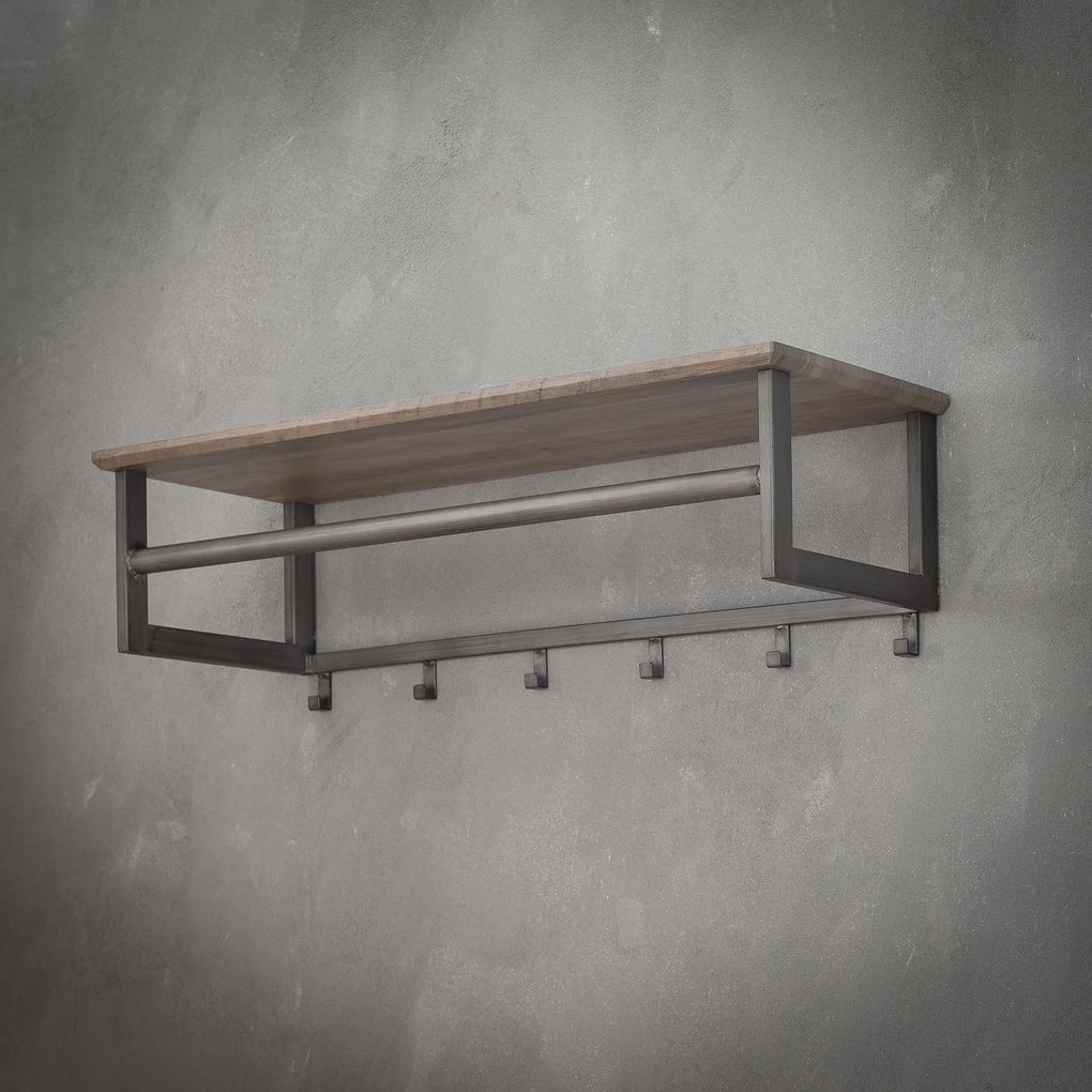 Metalen Kapstok Met Eiken Plank