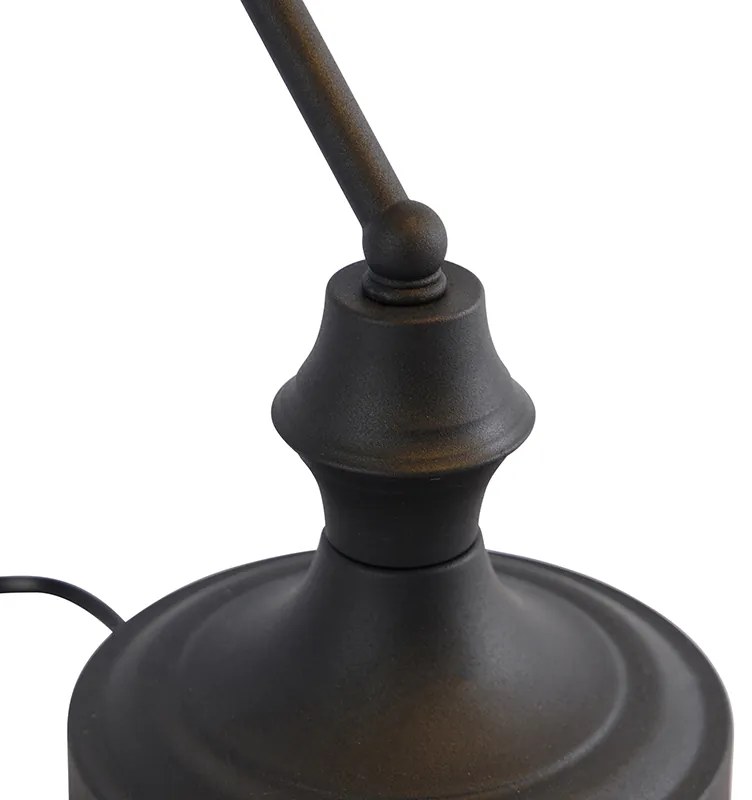 Klassieke notarislamp zwart met gerookt spiegel glas - Banker