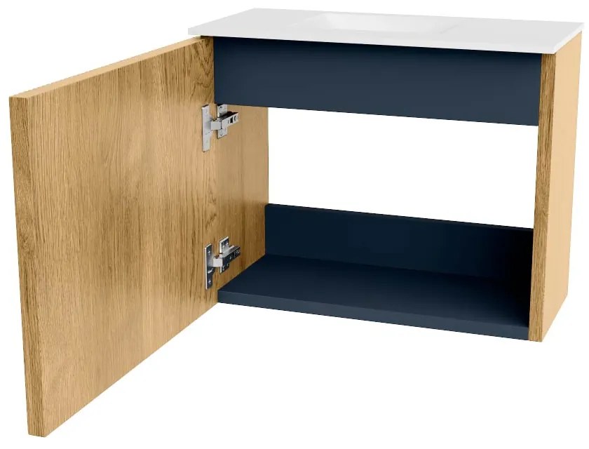 Mondiaz Joya 50cm toiletmeubel oak met wastafel faye links zonder kraangat talc
