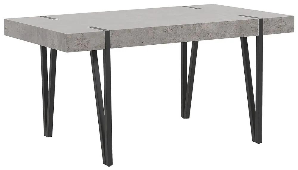 Eettafel betonlook/zwart 150 x 90 cm ADENA Beliani