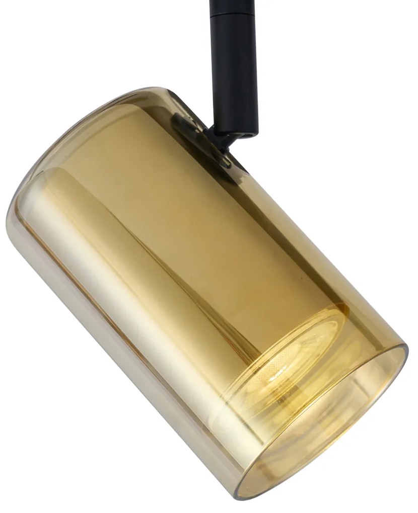Moderne spot goud met amber glas voor railsysteem 1-fase - Iconic Lloyd