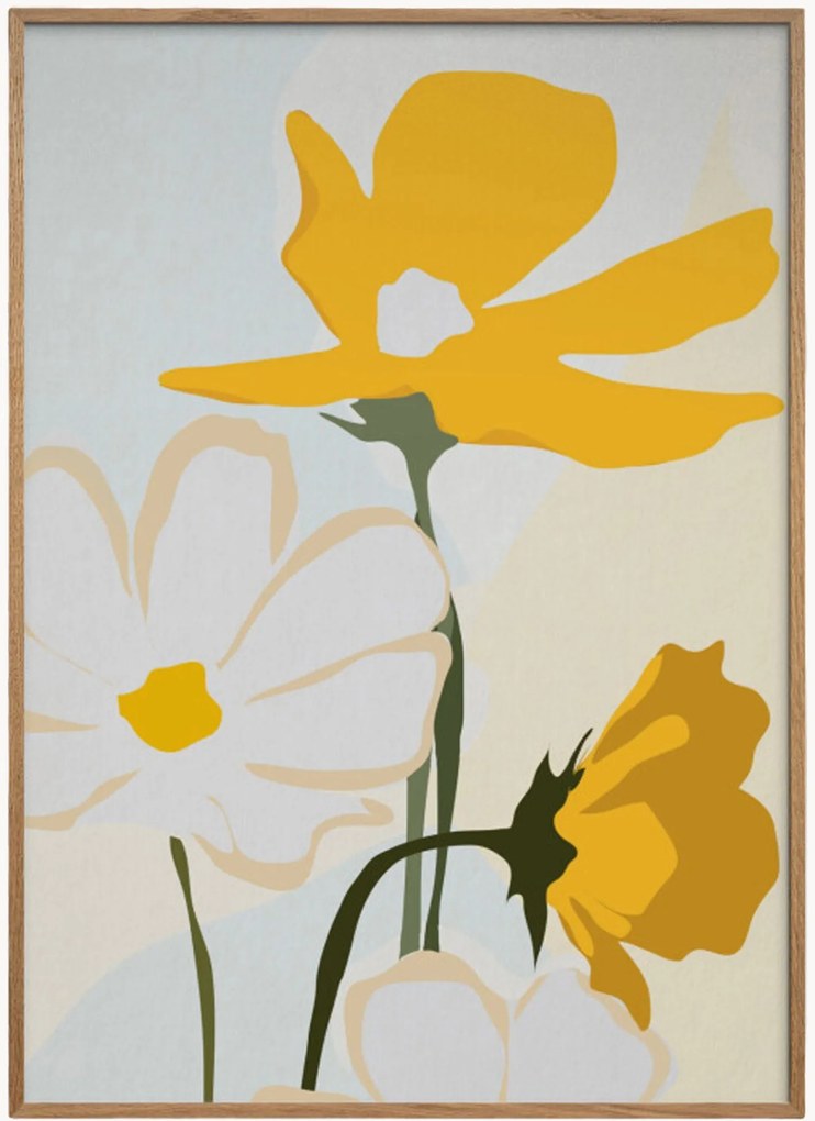 Ingelijste digitale print Yellow Flowers