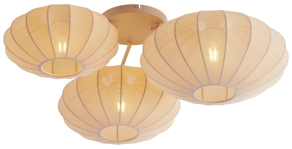 Japandi plafondlamp beige 3-lichts - Multi Bida