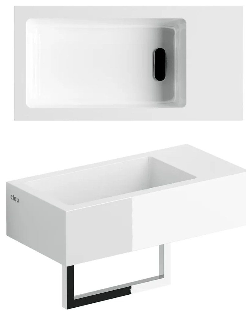 Clou Flush 3 fontein mineraalmarmer 36cm rechts en handdoekhouder wit glans