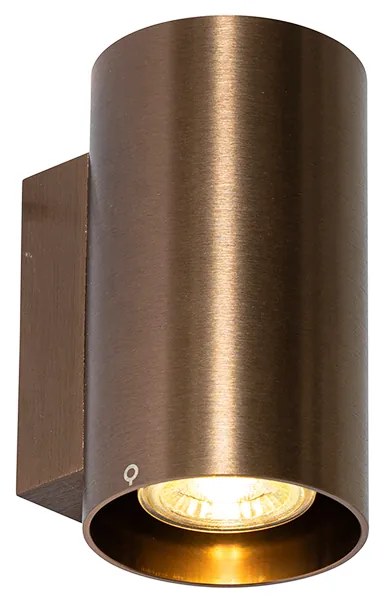 Smart wandlamp donkerbrons rond 2-lichts incl. 2 Wifi GU10 50mm - Sandy