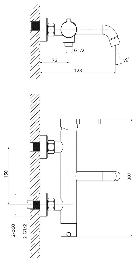 Sapho Iconic thermostatische badkraan chroom