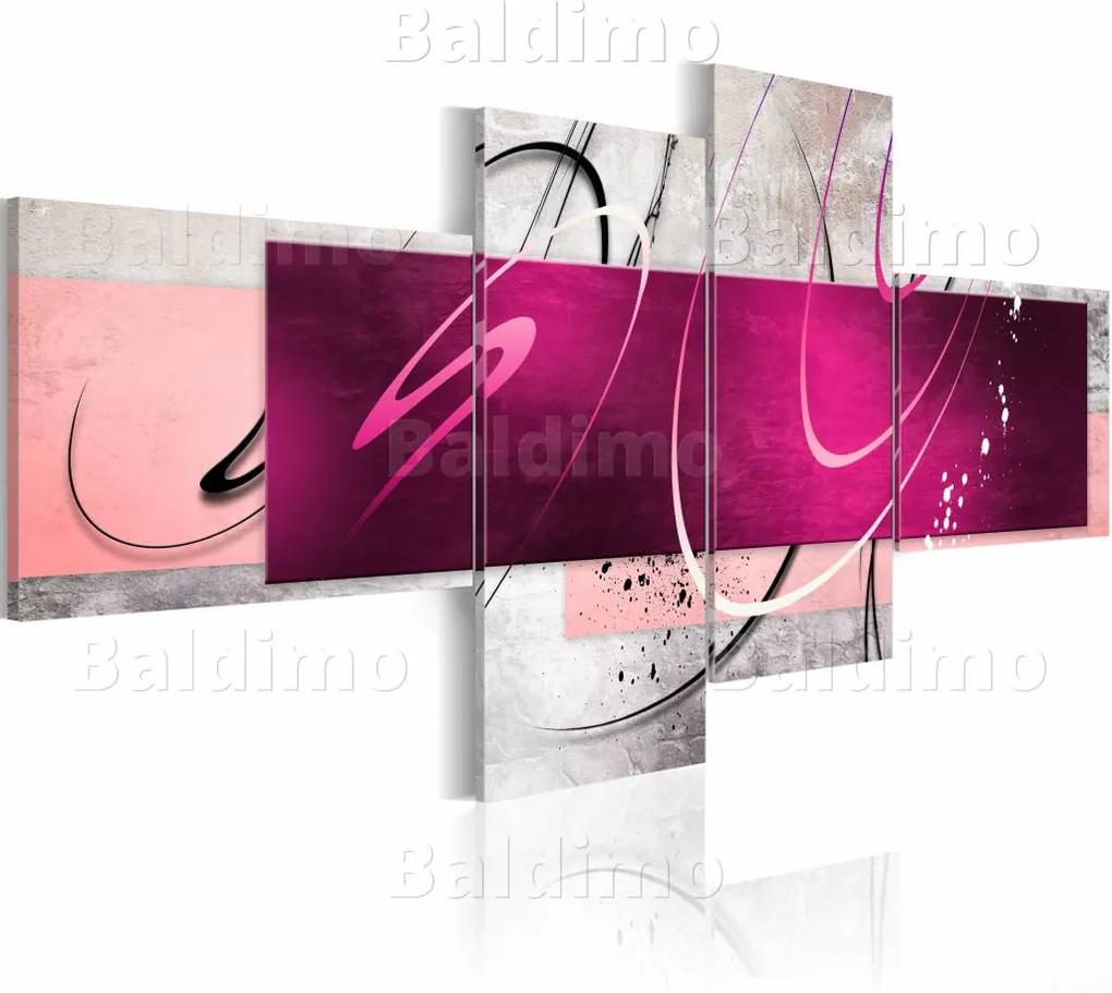 Schilderij - Stromen, Roze,  4luik