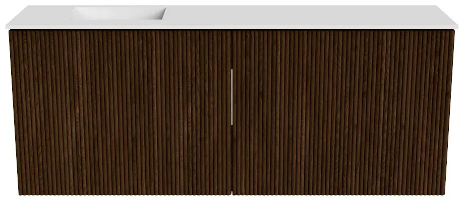 Mondiaz Joya 100cm toiletmeubel walnut met wastafel faye links zonder kraangat talc