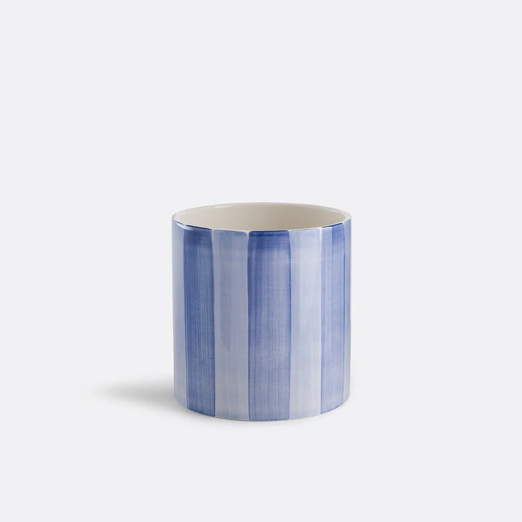 Gestreepte bloempot van keramiek, diameter 14 cm, Jaoma