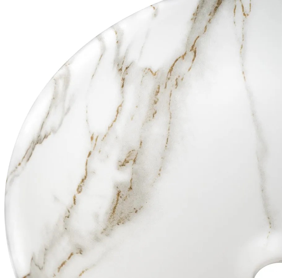 Sapho Rondane keramische waskom 41x41cm wit marmer