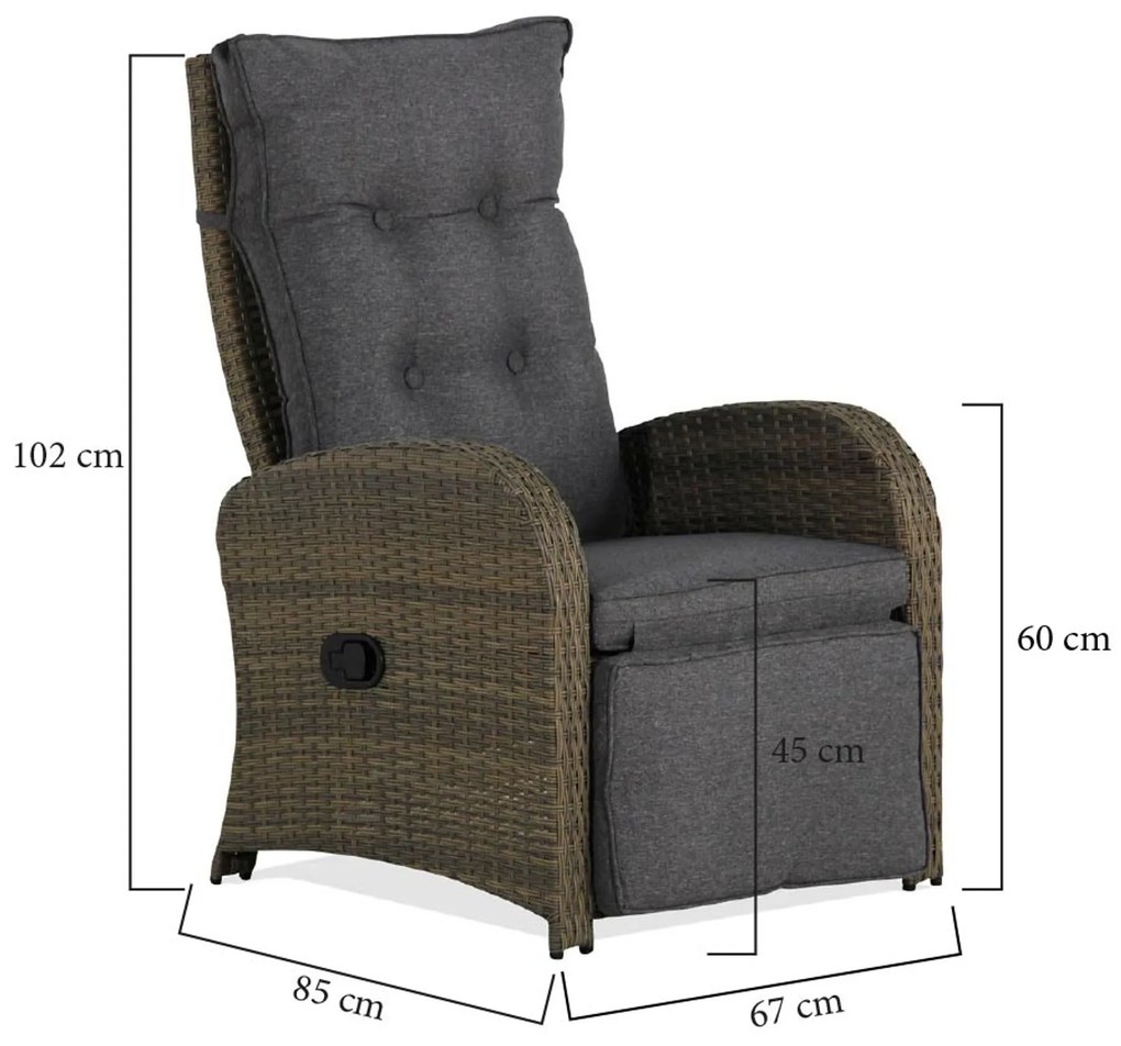 Bistroset 2 personen Wicker Grijs Garden Collections Detroit
