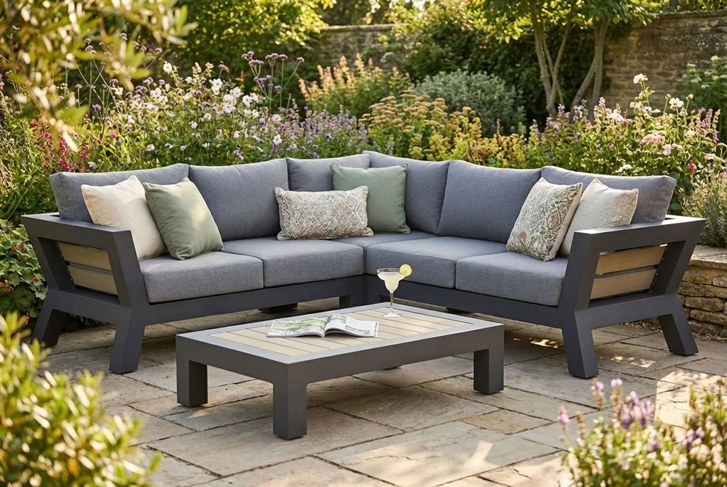 Hoek loungeset 5 personen Aluminium Grijs Santika Furniture Santika Yovita