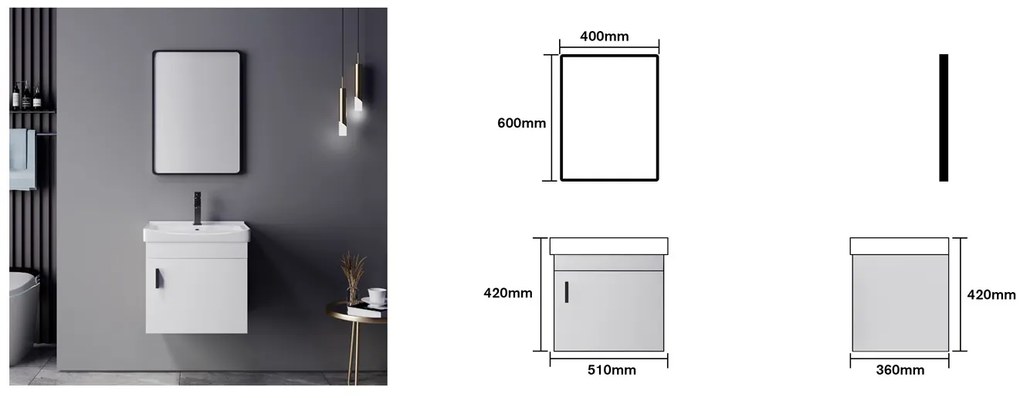 Badstuber Alpha wit wastafelmeubel 50cm met spiegel