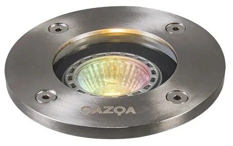 Buitenlamp Smart grondspot RVS incl. WiFi GU10 IP65 - Basic Round Modern GU10 IP65 Buitenverlichting