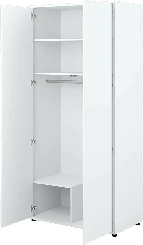 Kledingkast Concept Pro Lenart, Wit, 218x101x55cm, 95 kg, Kledingkast deuren: Met scharnieren, Aantal planken: 2, Aantal planken: 2
