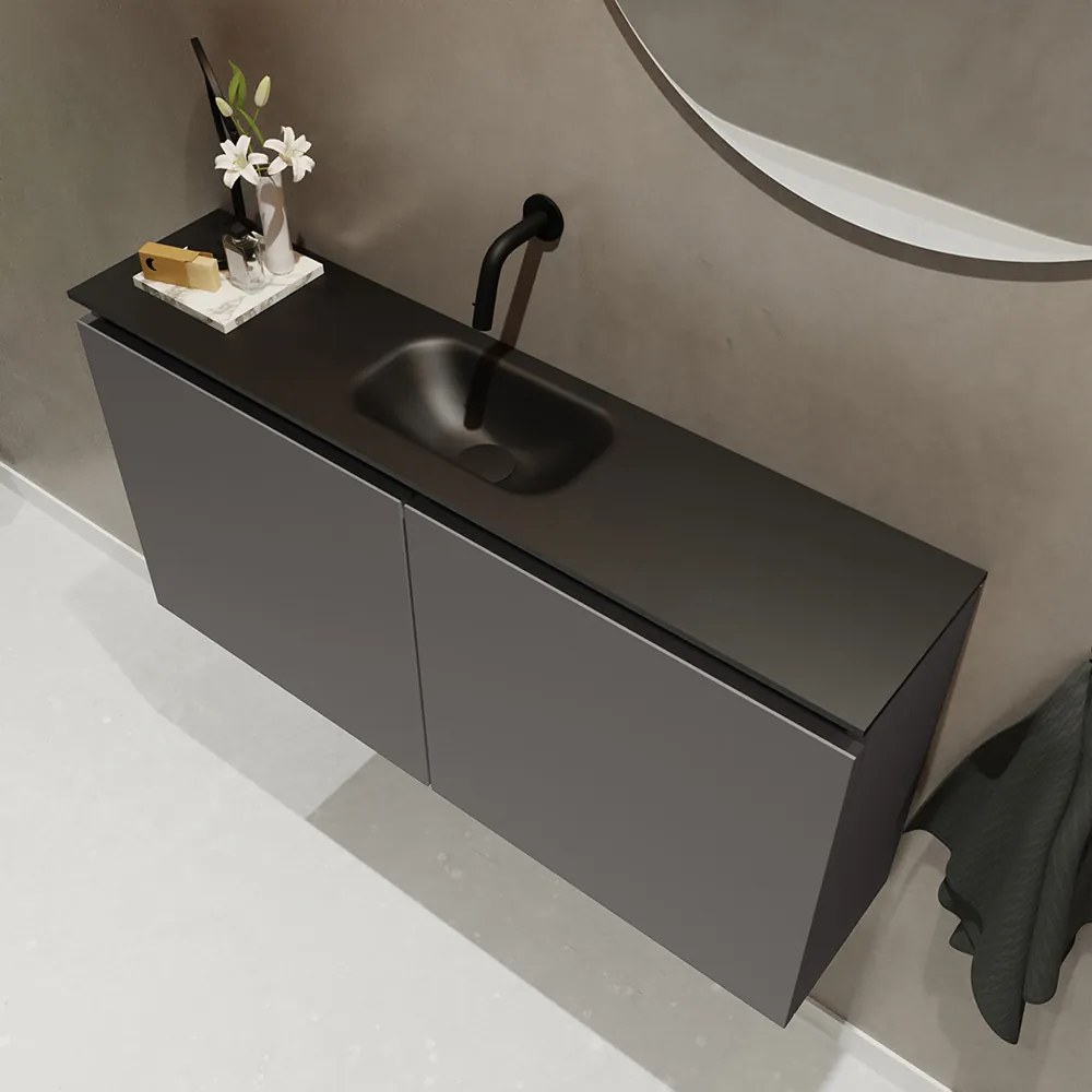 Mondiaz Ture 100cm toiletmeubel dark grey met wastafel urban midden geen kraangat