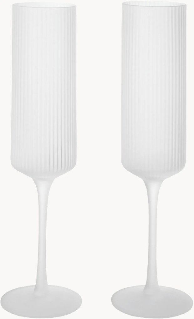 Mondgeblazen champagneglazen Ripple, 2-delig