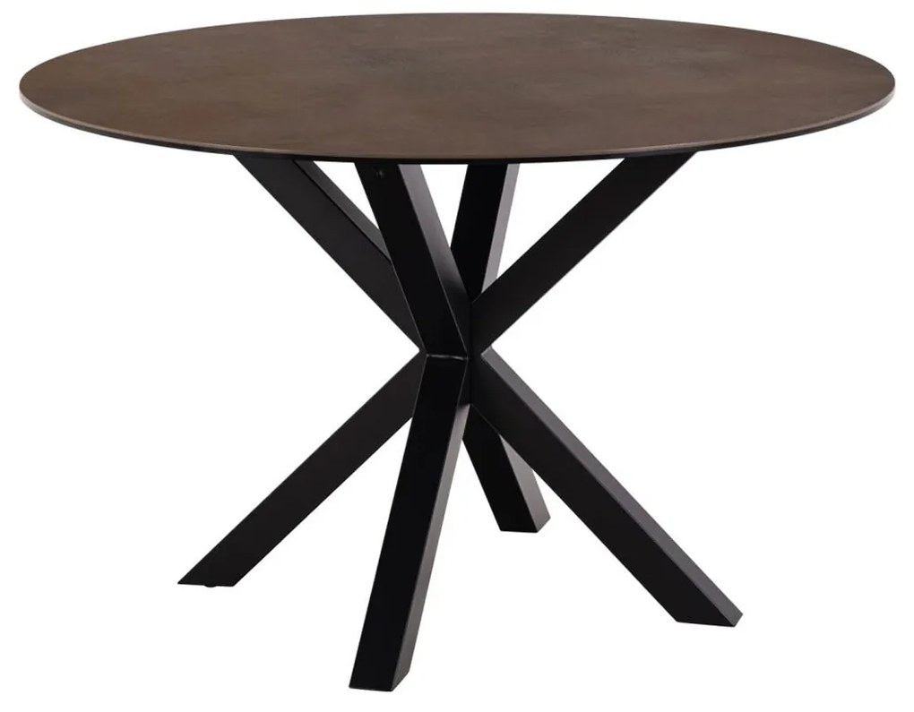 Ronde Eettafel Bruin Keramiek - 119 X 119cm.