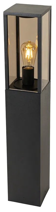 Buitenlamp zwart met smoke glas met grondpin en kabelmof 80cm IP44 - Charlois
