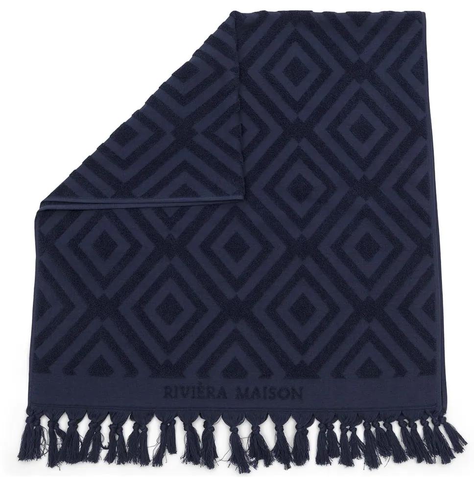 Rivièra Maison - RM Chic Towel dark blue 140x70 - Kleur: bruin