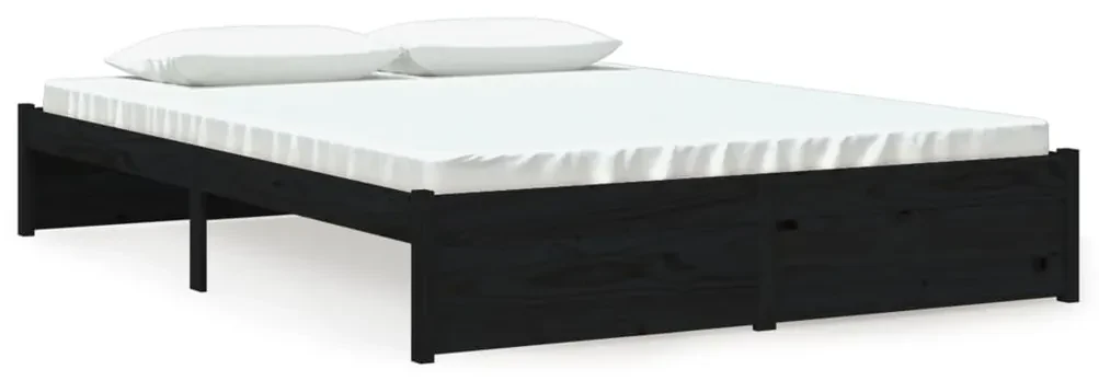 vidaXL Bedframe massief hout zwart 160x200 cm