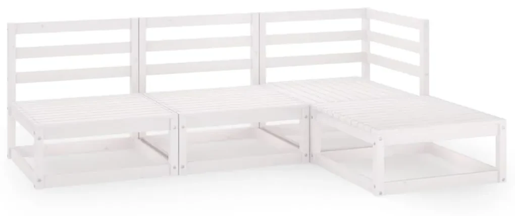 vidaXL 4-delige Loungeset massief grenenhout wit