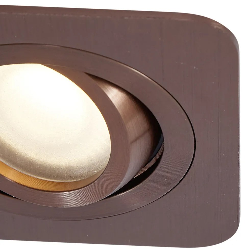 Buitenlamp Set van 6 afgeronde inbouwspots donkerbrons GU10 50mm IP44 - Alberto Modern GU10 IP44 Buitenverlichting vierkant Lamp