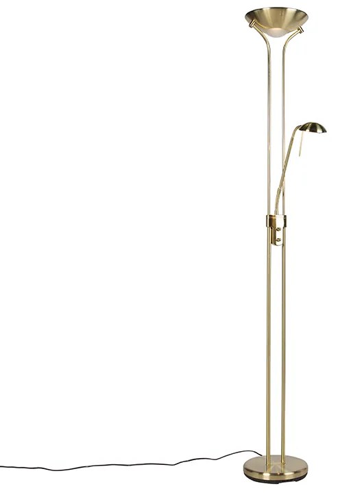 Vloerlamp goud met leeslamp incl. LED en dimmer - Diva 2