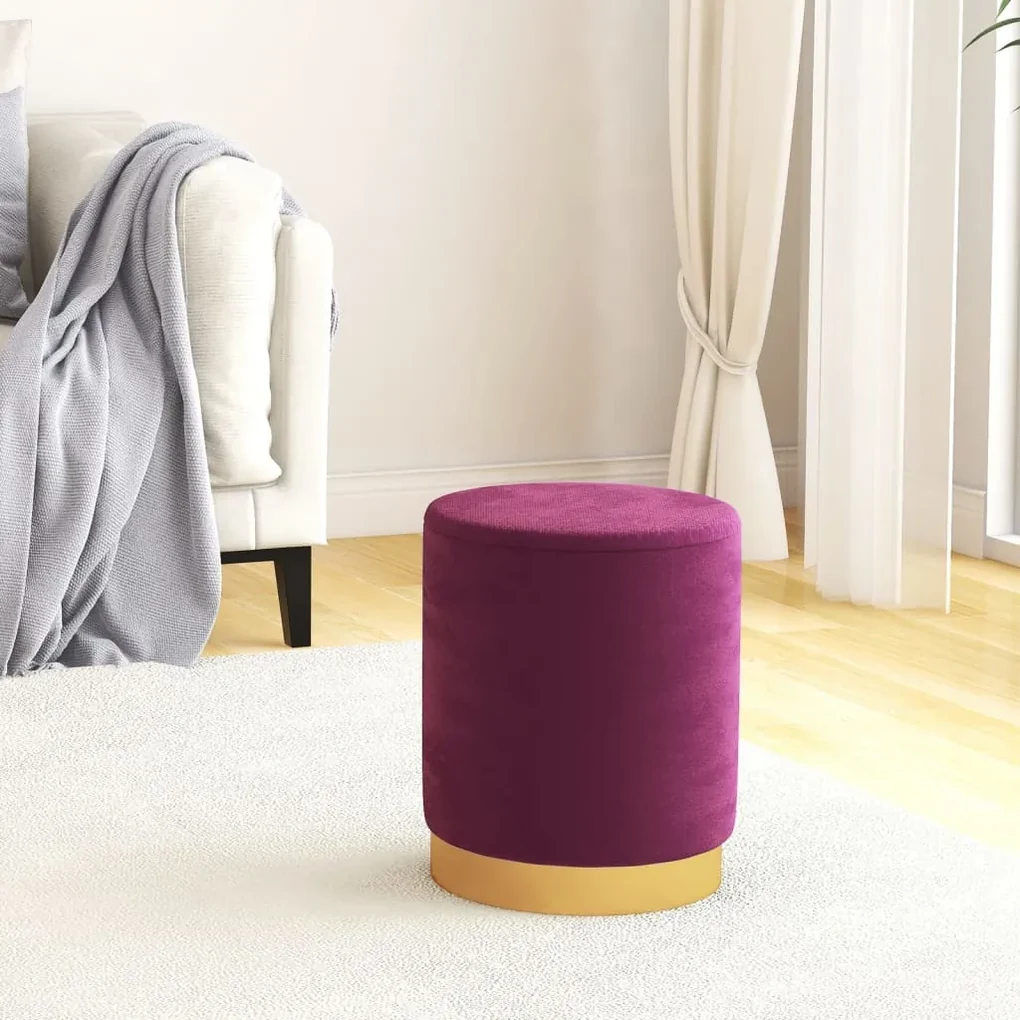 vidaXL Hocker met opbergruimte rond fluweel paars