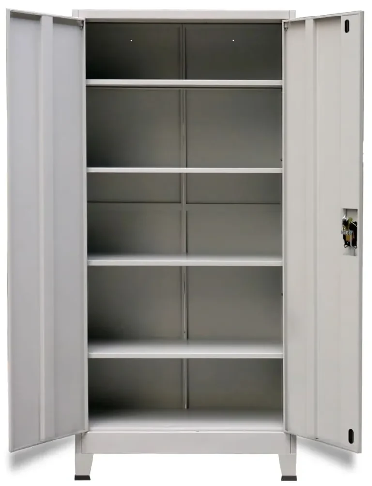 vidaXL Kantoorkast met 2 deuren staal 90x40x180 cm grijs