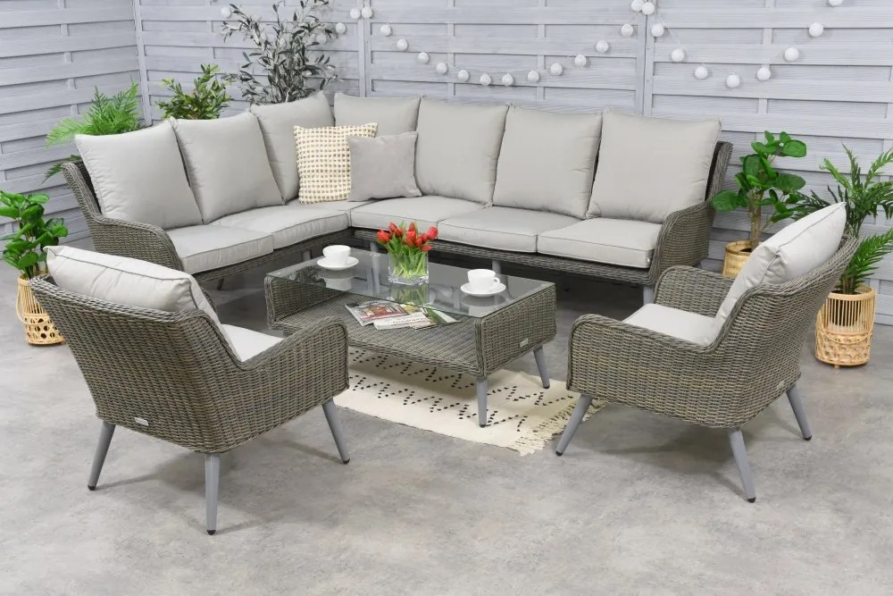 Tuinmeubelen Bilbao Hoek 7 Tuinpunt grijs