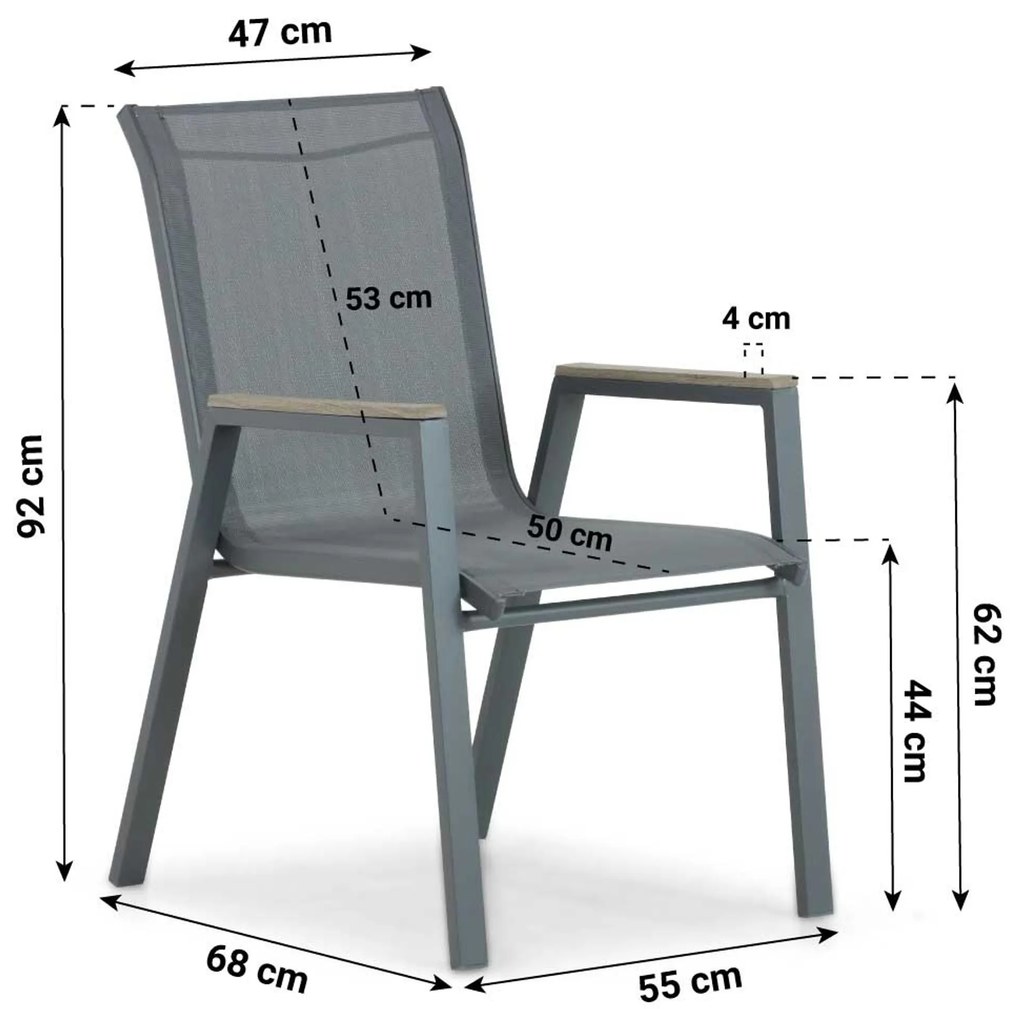 Tuinset 4 personen 180 cm Aluminium/textileen Grijs Domani Furniture Verde/Mateo