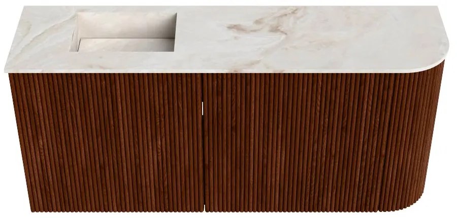 Mondiaz Joya DLux 90cm toiletmeubel ronding rechts ruby met wastafel faye links 1 kraangat frappe
