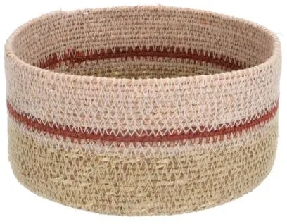 Mandje naturel, zeegras, roze,Ø16 cm