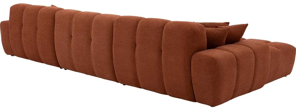 Goossens Excellent Bank Kubus bruin, stof, 1,5-zits, modern design met chaise longue links