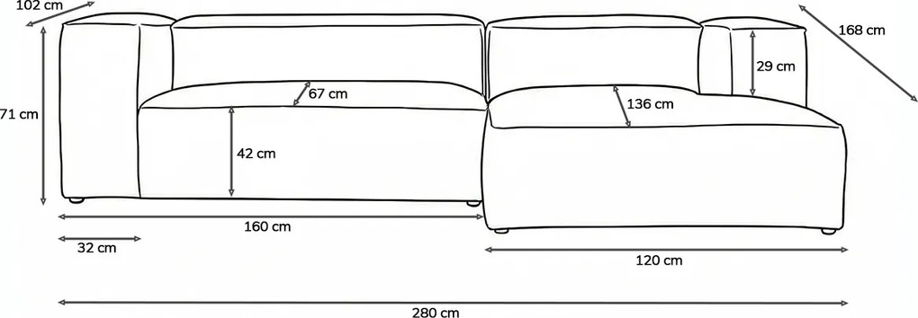 Bank Oud Roze Met Chaise Longue Rechts