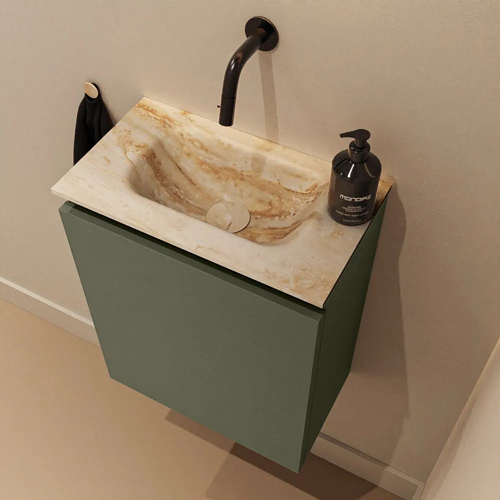 Mondiaz Ture DLux toiletmeubel 40cm army met wastafel frappe midden zonder kraangat