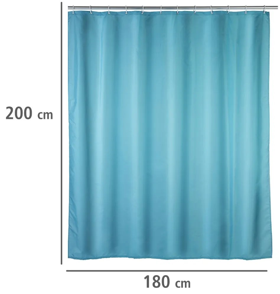 Wenko anti-schimmel douchegordijn 180x200cm polyester uni blauw inclusief ringen